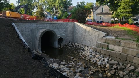 Construction of drainage culvert in Waukegan River Ravines Corridor project.