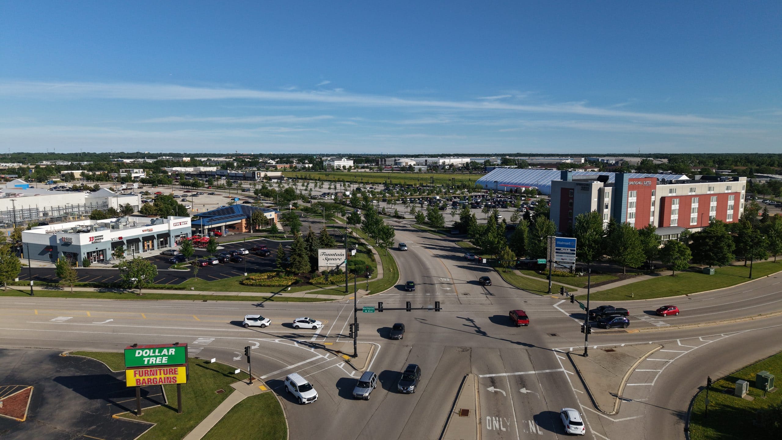 Waukegan road construction and community improvement project in progress.